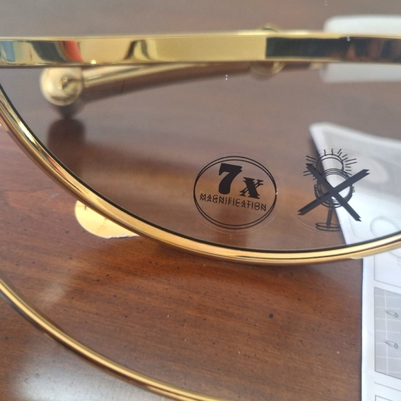 Wall Mounted Makeup Gold Mirrors 8 Inch Brass Double Sided With Magnifying - Picture 11 of 12